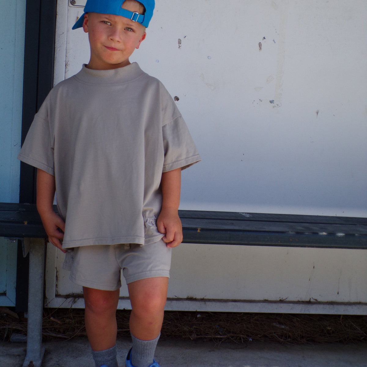 T-Shirt/Short Set || Stone Grey